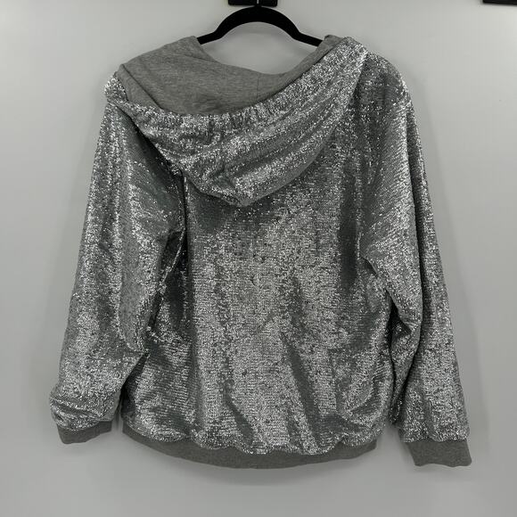 NWT Robert Rodriguez Sequin Silver Zip Up Hoodie Sweater Size Small - Picture 8 of 9